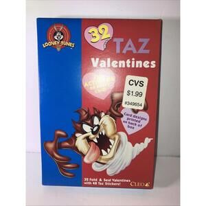 Vintage 1997 Looney Tunes TAZ Valentines Day Cards (32) Taz Tasmania Devil NEW